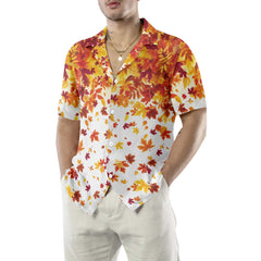 Autumn Leaves On White Thanksgiving Hawaiian Shirt, Unique Gift For Thanksgiving Day - Hyperfavor