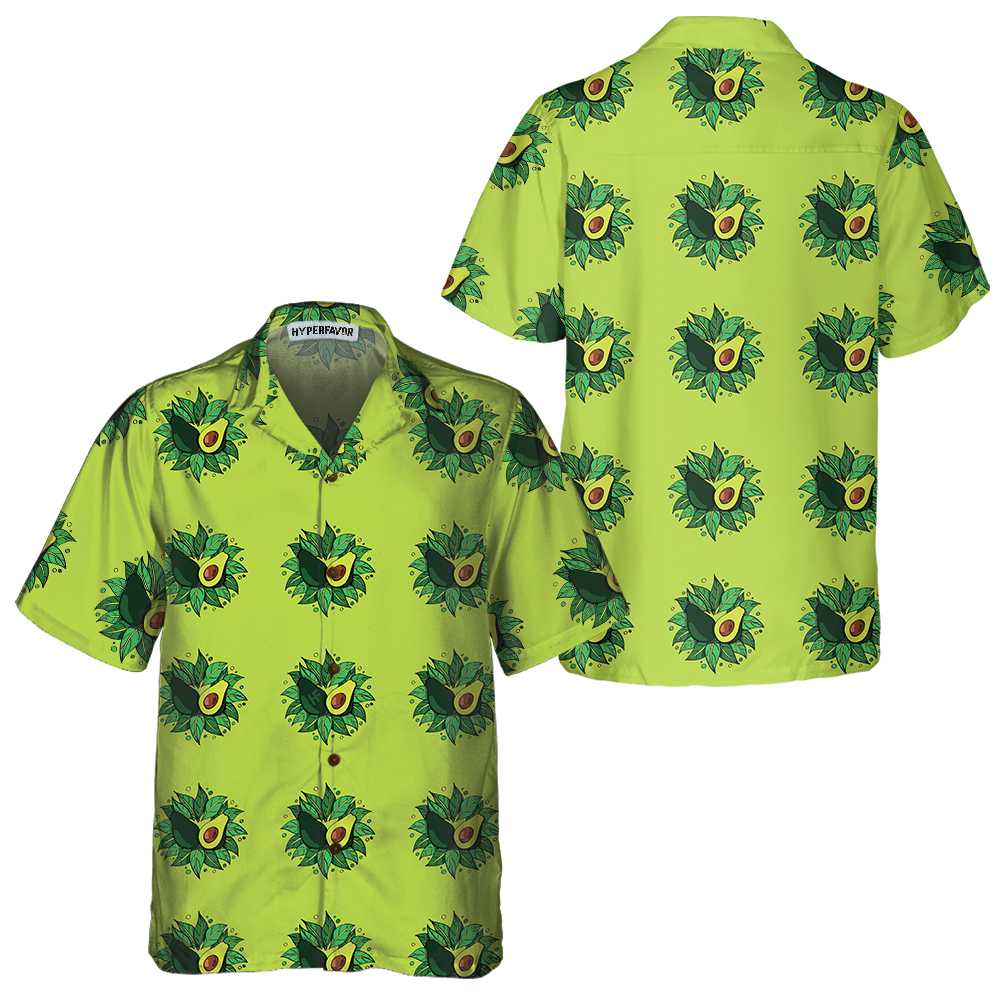 Avocado On Light Green Hawaiian Shirt, Funny Avocado Shirt, Short Sleeve Avocado Print Shirt - Hyperfavor