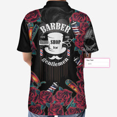 Barber Shop For Gentleman Custom Polo Shirt, Skull Barber Polo Shirt, Personalized Gift For Hairdressers - Hyperfavor