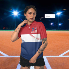Baseball Girl Custom Short Sleeve Women Polo Shirt, Best Personalized Gift Idea For Baseball Ladies - Hyperfavor