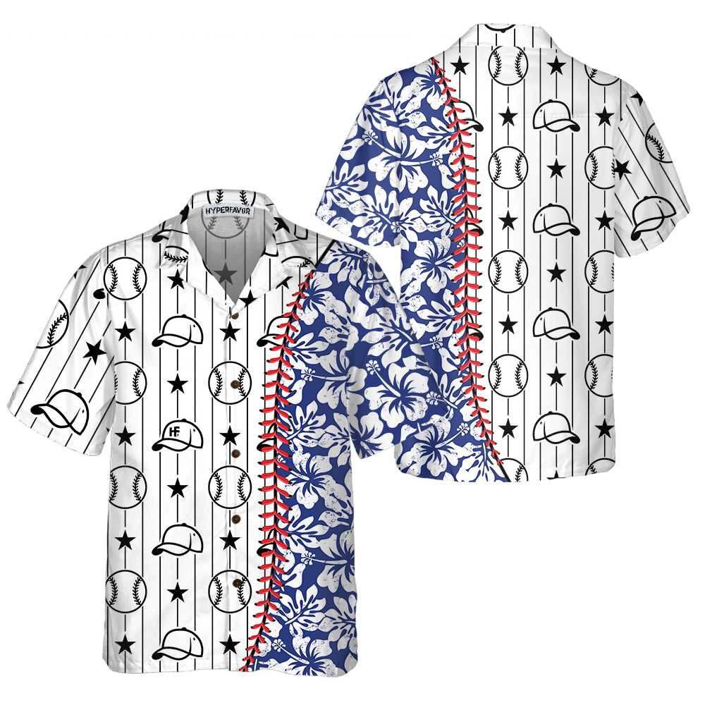 Baseball Tropical Pattern Baseball Hawaiian Shirt, Button Up Baseball Shirt For Men & Women, Cool Baseball Gift - Hyperfavor
