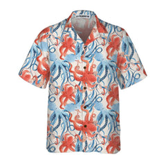 Beautiful Watercolor Octopus Seamless Pattern Hawaiian Shirt, Funny Octopus Shirt For Men & Women - Hyperfavor