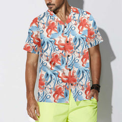 Beautiful Watercolor Octopus Seamless Pattern Hawaiian Shirt, Funny Octopus Shirt For Men & Women - Hyperfavor