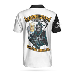Beer Drinker With A Golfing Problem Custom Polo Shirt, Skull Argyle Pattern Golf Shirt, Golf Shirt Beer Lovers - Hyperfavor