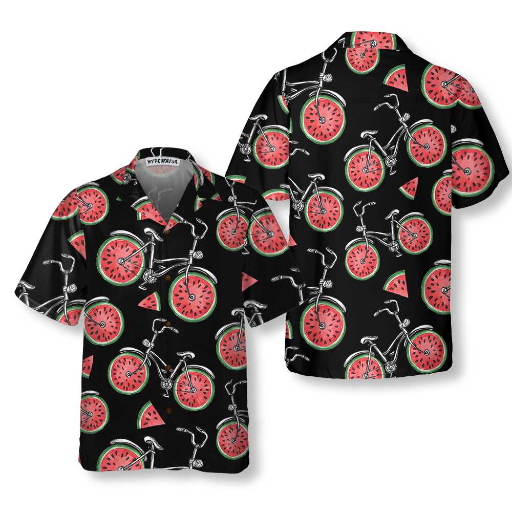 Bicycles With Watermelon Wheels Hawaiian Shirt, Funny Cycling Shirt For Men & Women - Hyperfavor