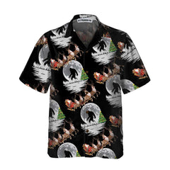 Bigfoot & Santa Claus On Christmas Day Hawaiian Shirt, Funny Christmas Shirt For Men - Hyperfavor