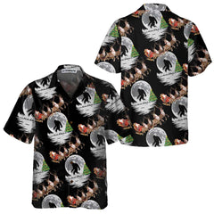 Bigfoot & Santa Claus On Christmas Day Hawaiian Shirt, Funny Christmas Shirt For Men - Hyperfavor