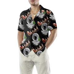 Bigfoot & Santa Claus On Christmas Day Hawaiian Shirt, Funny Christmas Shirt For Men - Hyperfavor