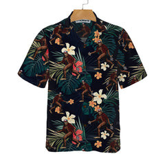 Bigfoot With Tropical Leaves Funny Halloween Hawaiian Shirt, Best Halloween Shirt For Men And Women - Hyperfavor