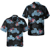 Biker Blue Tropical Flower Pattern Motorcycle Hawaiian Shirt, Unique Gift For Bikers - Hyperfavor