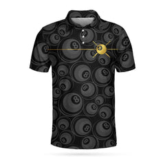 Billiard Black Background And Golden Pattern Polo Shirt - Hyperfavor
