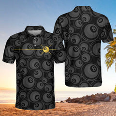 Billiard Black Background And Golden Pattern Polo Shirt - Hyperfavor