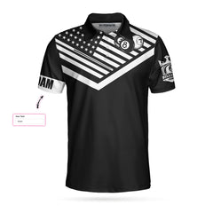 Billiards Excercise And Swearing Custom Polo Shirt, Black And White American Flag Billiards Shirt - Hyperfavor