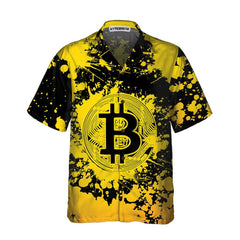 Bitcoin Cryptocurrency Hawaiian Shirt, Yellow And Black Bitcoin Shirt For Men & Women - Hyperfavor