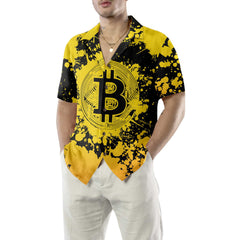 Bitcoin Cryptocurrency Hawaiian Shirt, Yellow And Black Bitcoin Shirt For Men & Women - Hyperfavor