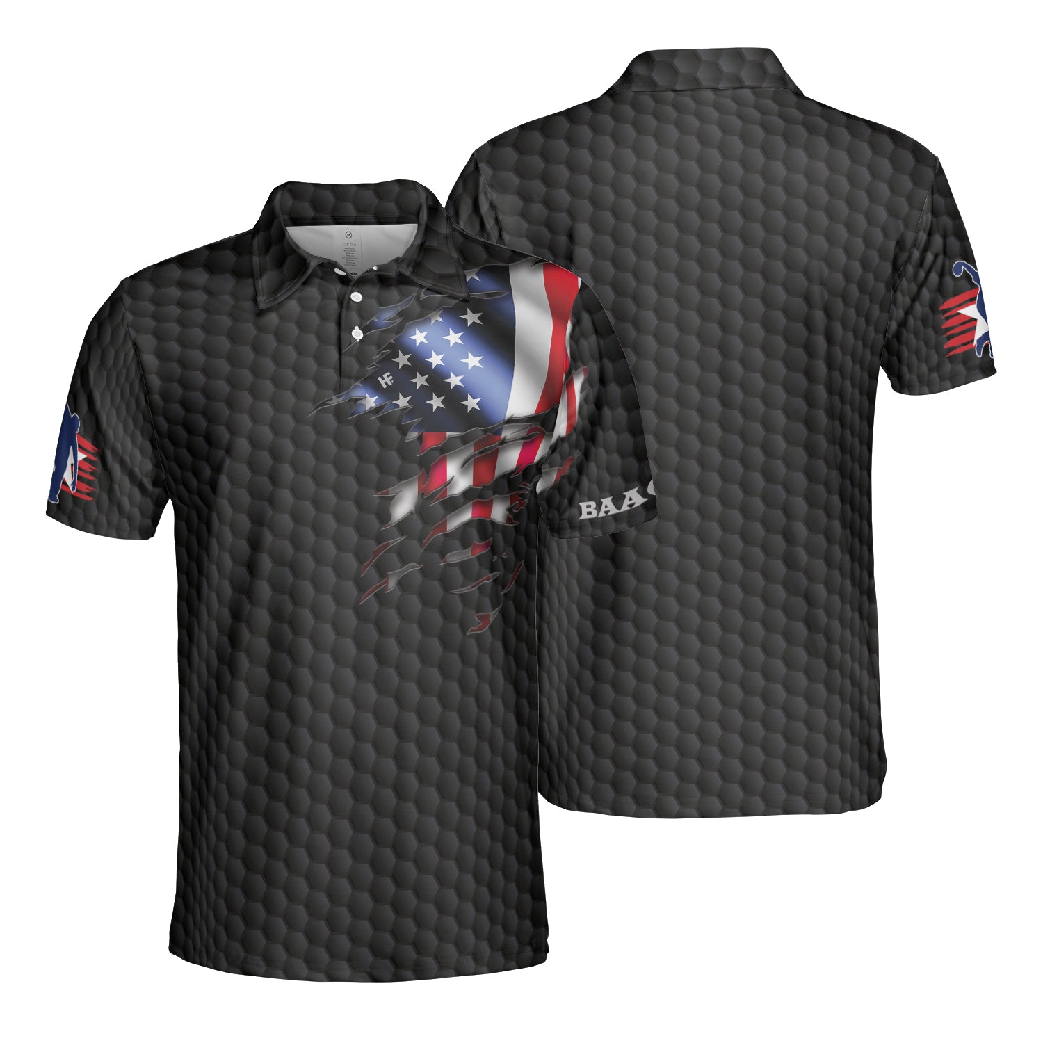 Black American Flag Bowling Custom Polo Shirt - Hyperfavor
