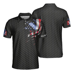 Black American Flag Bowling Custom Polo Shirt - Hyperfavor