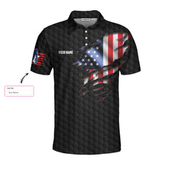 Black American Flag Bowling Custom Polo Shirt, Personalized American Flag Bowling Shirt For Bowling Fans - Hyperfavor