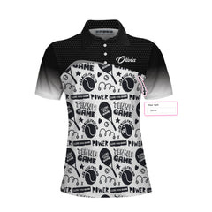 Black And White I Love Tennis Game Custom Short Sleeve Women Polo Shirt - Hyperfavor