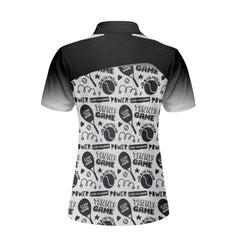 Black And White I Love Tennis Game Custom Short Sleeve Women Polo Shirt - Hyperfavor