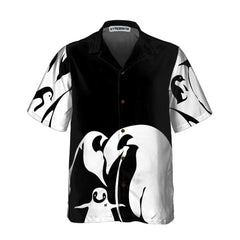Black And White Penguin Hawaiian Shirt, Cool Penguin Shirt For Men, Penguin Themed Gift Idea - Hyperfavor
