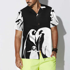 Black And White Penguin Hawaiian Shirt, Cool Penguin Shirt For Men, Penguin Themed Gift Idea - Hyperfavor