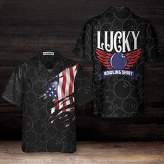 Black Bowling American Flag Pattern Hawaiian Shirt, Bowling Balls Shirt, Best Gift For Bowling Players - Hyperfavor