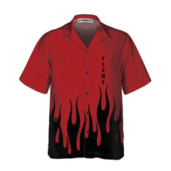 Black Flame Hawaiian Shirt, Short Sleeve Flame Shirt For Men, Flame Print Shirt - Hyperfavor