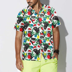 Black Kitten Wearing Santa Hat Hawaiian Shirt, Funny Christmas Cat Shirt - Hyperfavor