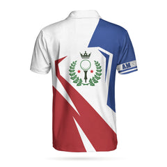 Blue Red White Golf Custom Polo Shirt, Customized American Golf Shirt For Men, Gift Idea For Golfers - Hyperfavor