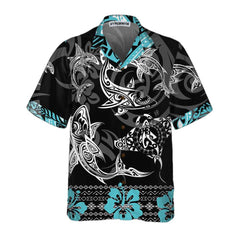 Blue Shark Hawaiian Shirt, Shark Button Up Shirt For Adults, Shark Print Shirt - Hyperfavor