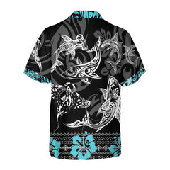 Blue Shark Hawaiian Shirt, Shark Button Up Shirt For Adults, Shark Print Shirt - Hyperfavor