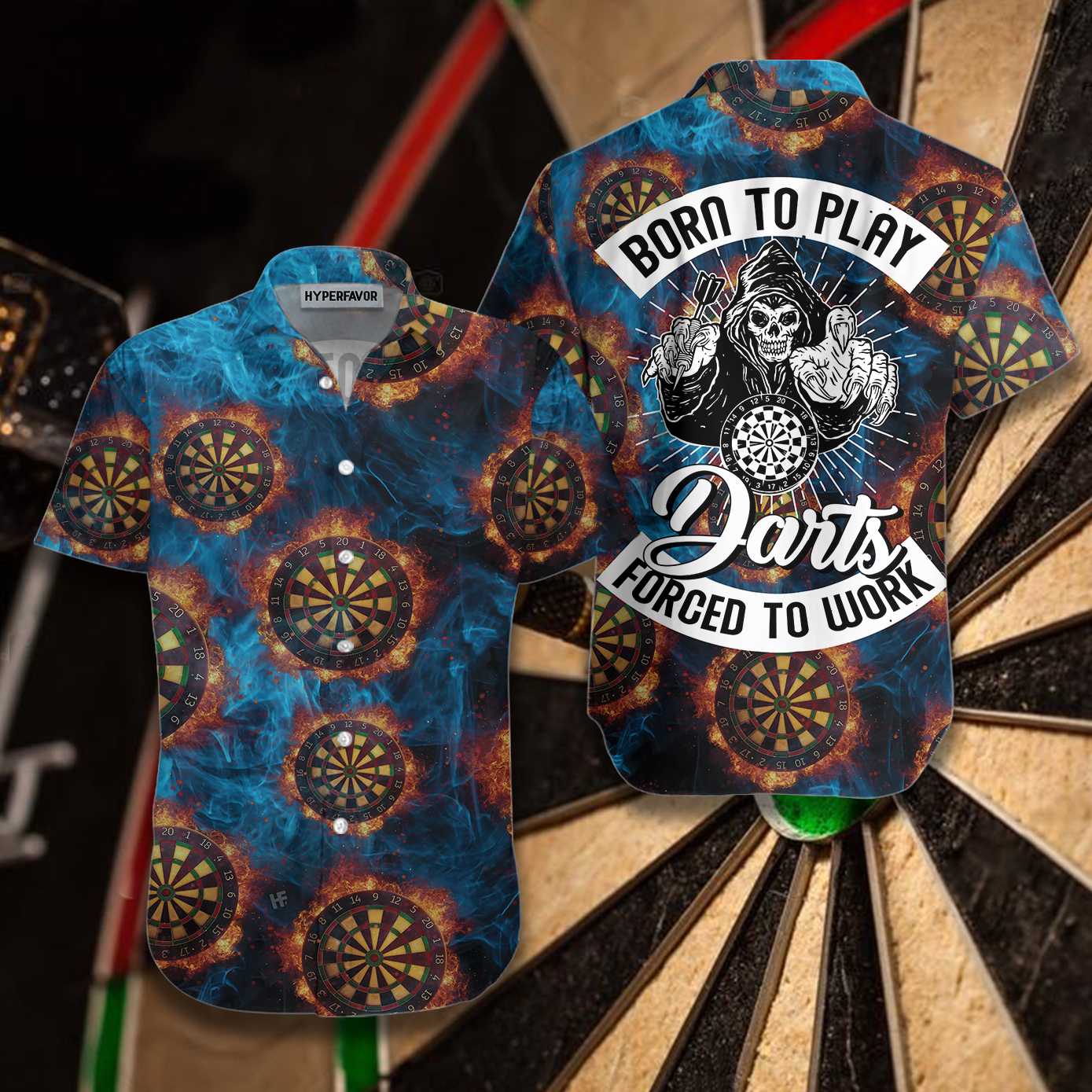 Born To Play Dart Forced To Work Hawaiian Shirt - Hyperfavor