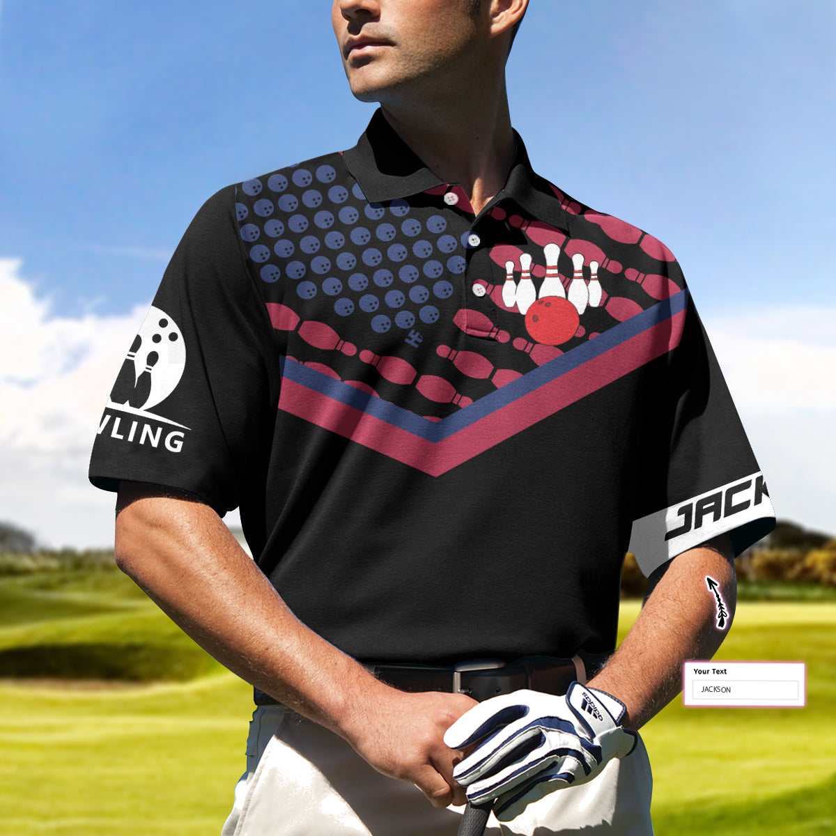 Bowling Aim Shoot Swear Repeat Custom Polo Shirt, Customized Bowling Shirt For Bowlers, Tenpin Bowling Shirt - Hyperfavor