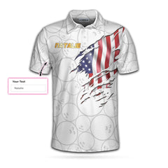 Bowling American Flag White Background Custom Polo Shirt - Hyperfavor