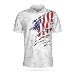 Bowling American Flag White Background Polo Shirt - Hyperfavor