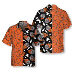 Bowling Fire Pattern Hawaiian Shirt, Flame Striking Bowling Shirt, Best Gift For Bowling Players - Hyperfavor