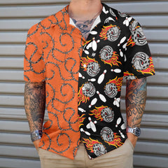 Bowling Fire Pattern Hawaiian Shirt, Flame Striking Bowling Shirt, Best Gift For Bowling Players - Hyperfavor