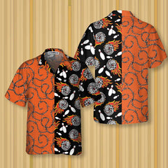 Bowling Fire Pattern Hawaiian Shirt, Flame Striking Bowling Shirt, Best Gift For Bowling Players - Hyperfavor
