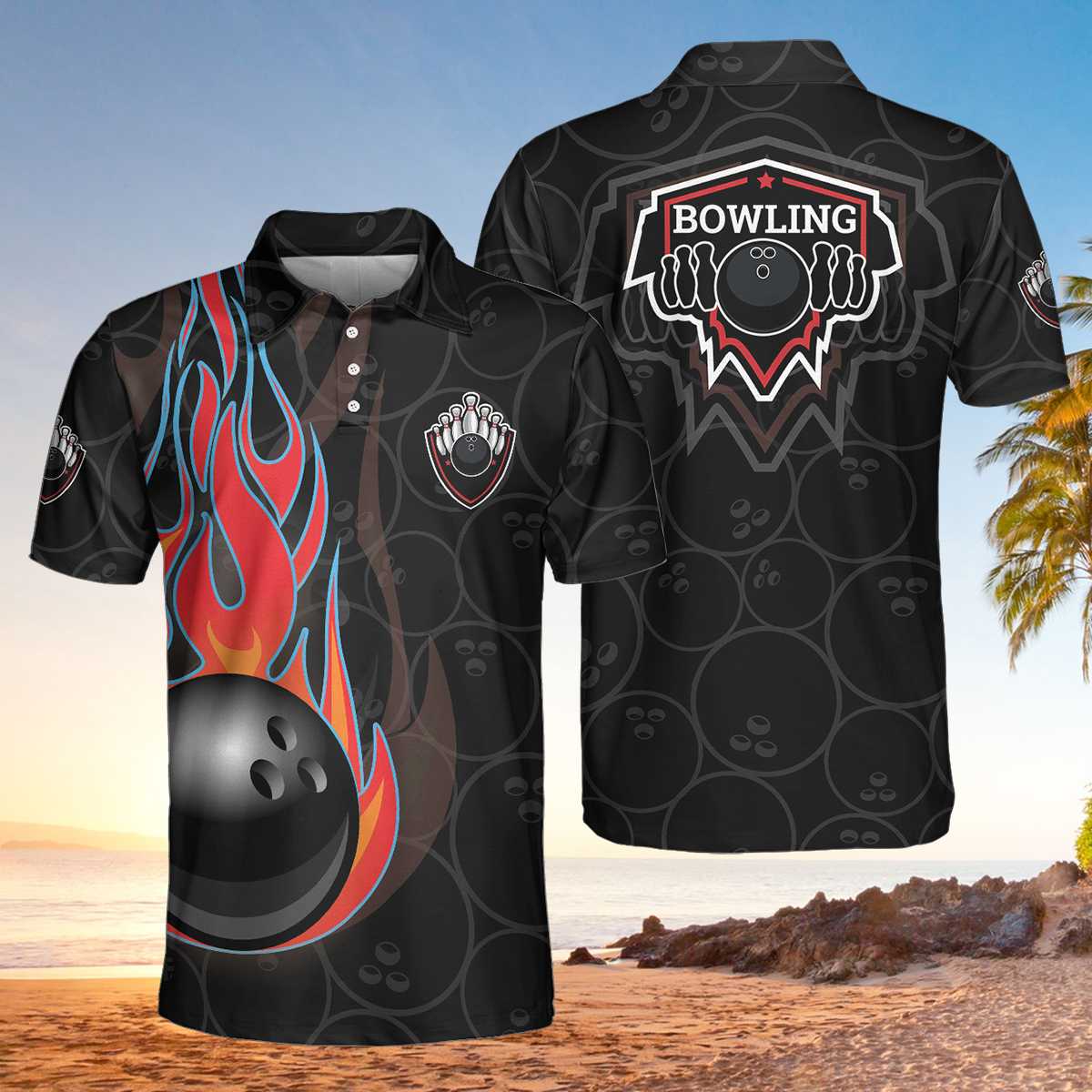 Bowling In Fire And Flag EZ24 2903 Polo Shirt - Hyperfavor