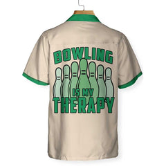 Bowling Is My Therapy Hawaiian Shirt, Green And White Bowling Shirt, Best Gift For Bowling Players - Hyperfavor