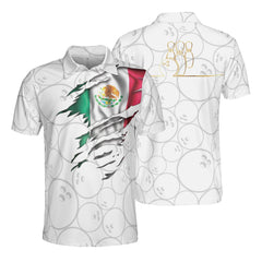 Bowling Mexico Flag White Background Polo Shirt - Hyperfavor
