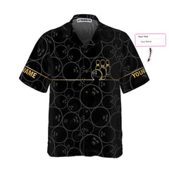 Bowling Pattern And Golden Custom Hawaiian Shirt, Personalized Bowling Shirt For Men & Women - Hyperfavor