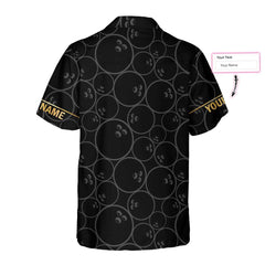 Bowling Pattern And Golden Custom Hawaiian Shirt, Personalized Bowling Shirt For Men & Women - Hyperfavor