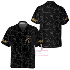 Bowling Pattern And Golden Custom Hawaiian Shirt, Personalized Bowling Shirt For Men & Women - Hyperfavor