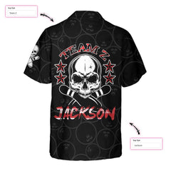 Bowling Skull Team Red Camouflage Custom Hawaiian Shirt, Personalized Bowling Shirt For Men & Women - Hyperfavor