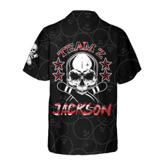 Bowling Skull Team Red Camouflage Custom Hawaiian Shirt, Personalized Bowling Shirt For Men & Women - Hyperfavor