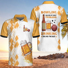 Bowling Solves My Most Problems Drinking Solves The Rest Polo Shirt - Hyperfavor