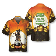 Buckle Up Buttercup You Just Flipped My Witch Switch Camping Bear Hawaiian Shirt, Unique Halloween Camping Shirt - Hyperfavor