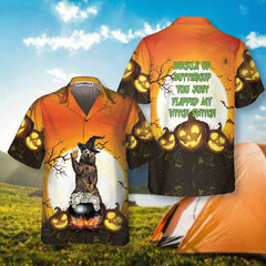 Buckle Up Buttercup You Just Flipped My Witch Switch Camping Bear Hawaiian Shirt, Unique Halloween Camping Shirt - Hyperfavor